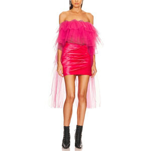 Nbd 'Orianne' Pink Tulle Ruffle Hem Top Size XS